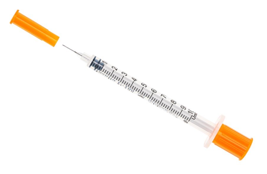 1ml / 100unit insulin 31g, 8mm needle